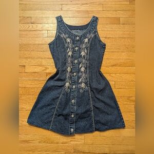 Embroidered Denim Button-Down Dress
